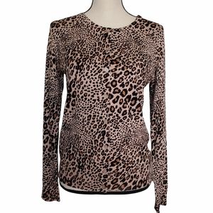 NWT Time and Tru Leopard Print Cardigan Women's XL Longsleeve Button Up